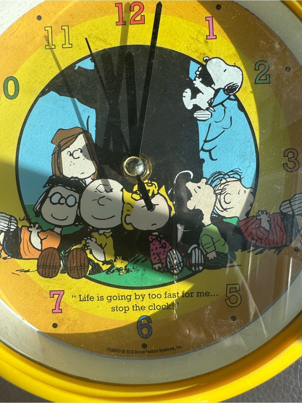 Vintage Nostalgia Peanuts Snoopy & Friends Yellow Wall Clock